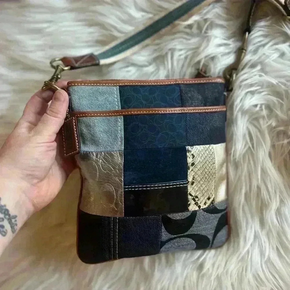 Coach Lynda Denim Patchwork Crossbody Bag B063-10006 - Picture 5 of 15